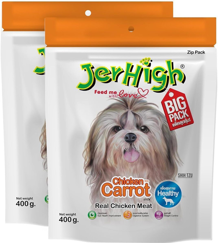 jerhigh Chicken Dog Treats Carrot Flavor Fully Digestible Healthy Training All LifeStage Chicken, Carrot Dog Treat(400 g, Pack of 2)