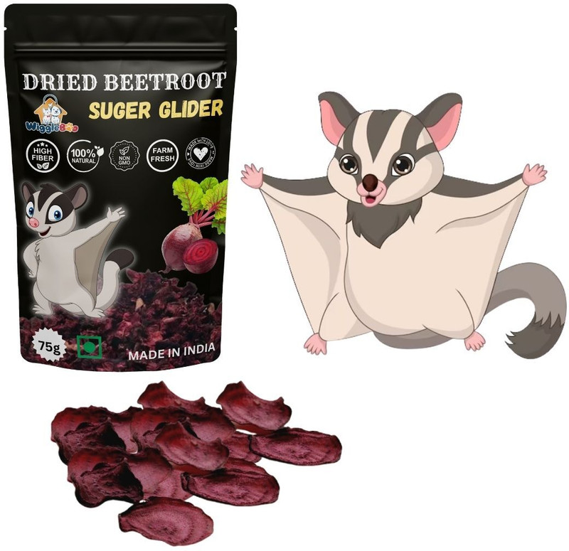 WiggleBoo Sugar Glider Dried Beetroot Treat Delicious Natural, Nutrient & Antioxidant Fruit, Vegetable Squirrel Treat(75 g)