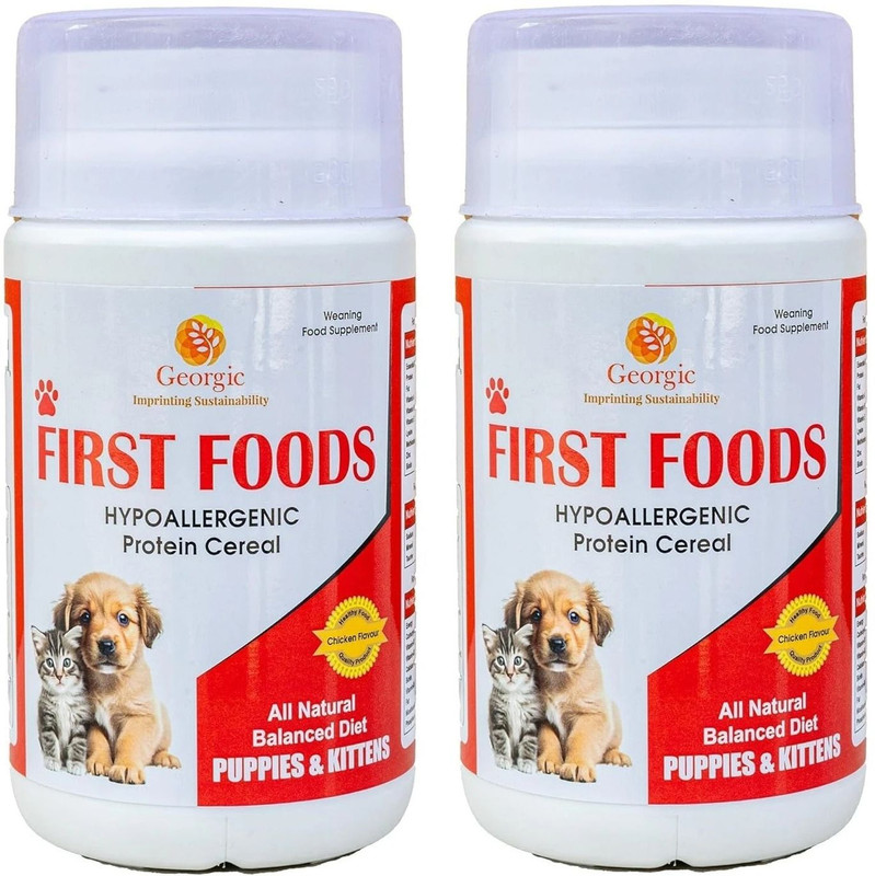 Georgic Dry Food Topper for Puppies & Kittens Hypoallergenic Protein Cereal, Omega 3 & 6 Chicken 0.3 kg (2x0.15 kg) Dry New Born Dog & Cat Food