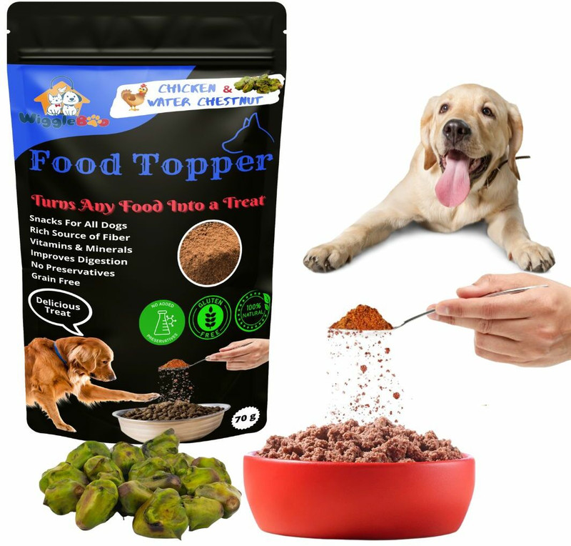 WiggleBoo Magical Dog Food Topper || Best Taste Chicken & Water chestnut Protein Rich 70g Chicken, Vegetable Dog Treat(70 g)