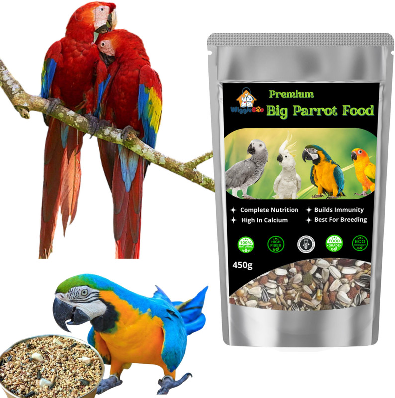 WiggleBoo Bird Food for Big Parrot Mix Seed Big Sunflower, Oats, Buckwheat, Daal, Mumphali Fruit 0.45 kg Dry New Born, Young, Adult, Senior Bird Food