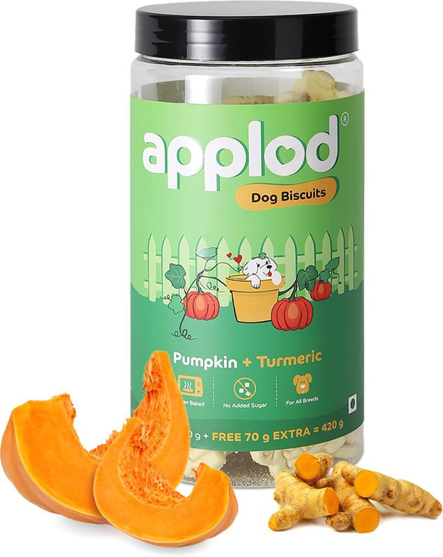 Applod Healthy Dog Biscuits Oven Baked Pumpkin with Turmeric Vegetable Dog Treat(420 g)
