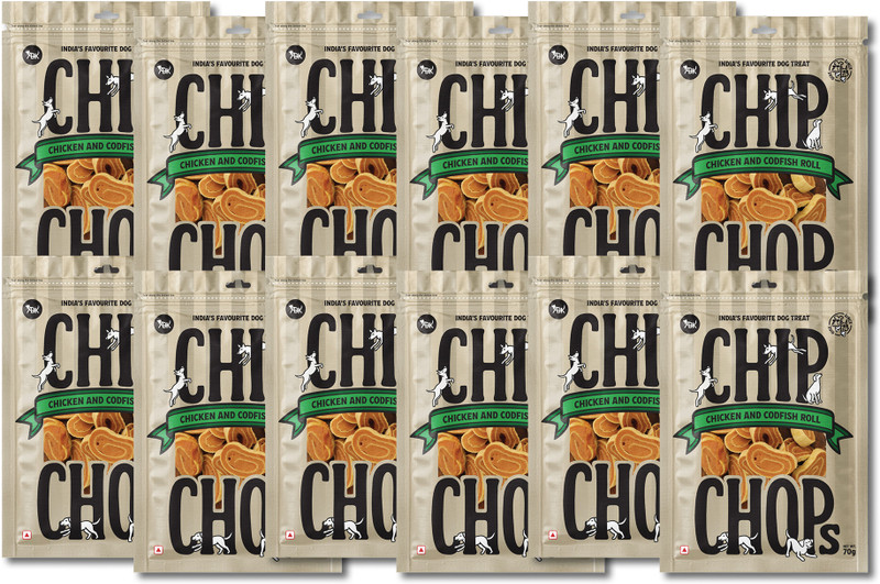 Chip Chops Highly Nutritional & Digestible Codfish Rolls and Chicken Dog Treat(70 g, Pack of 2)