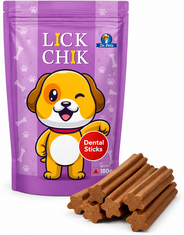 Dr. Pets Lickchik Dentastix Dog Treat Oral Care Dental Sticks for All Breed - 180g Chicken Dog Treat(180 g)