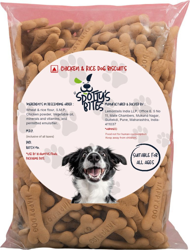 Spotty's Bites Chicken & Rice Dog Biscuits Chicken Dog Treat(400 g, Pack of 2)