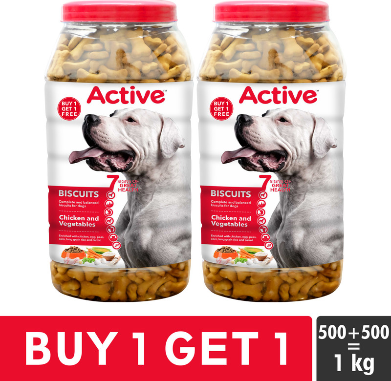 Active Treat Biscuits Buy 1 get 1( 1kgX 2) Real Chicken Dog Treat(2 kg)