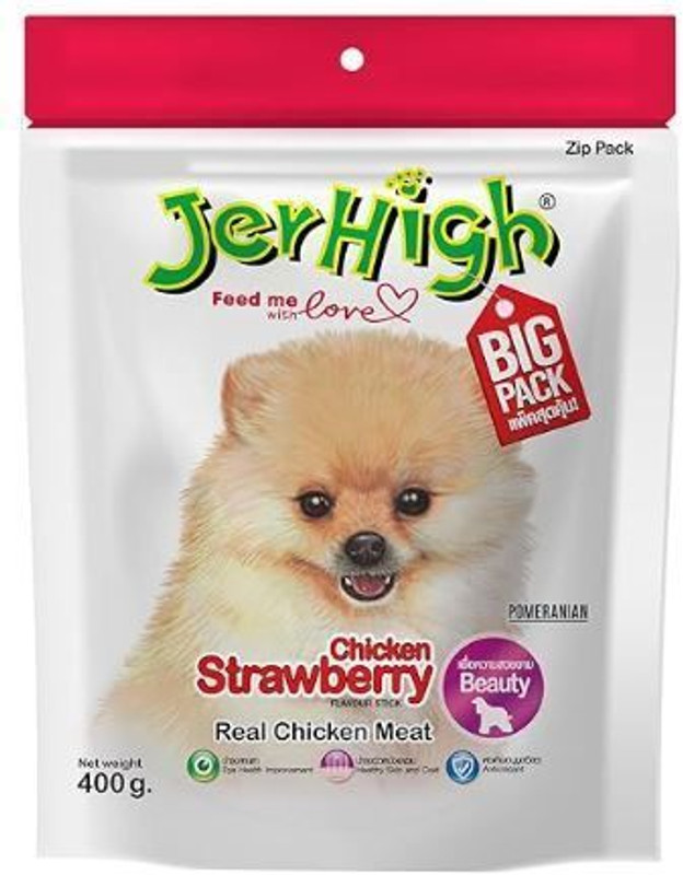 jerhigh Strawberry Stick Dog Treats with Real Chicken Strawberry Dog Treat(400 g)