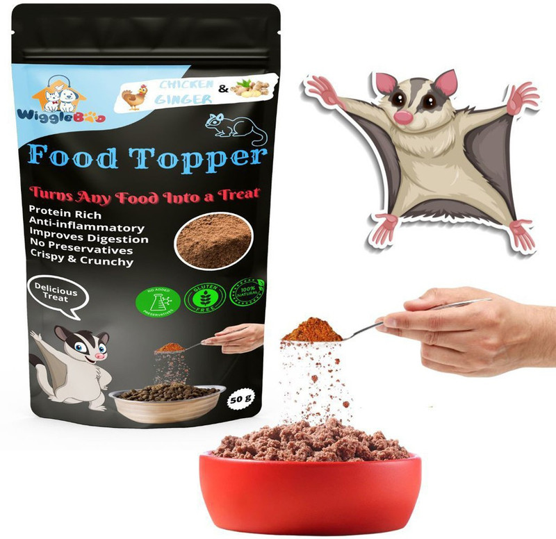 WiggleBoo Magical Sugar Glider Food Topper || Chicken & Spinach || Protein Rich ||Dewormer Chicken, Vegetable Squirrel Treat(50 g)