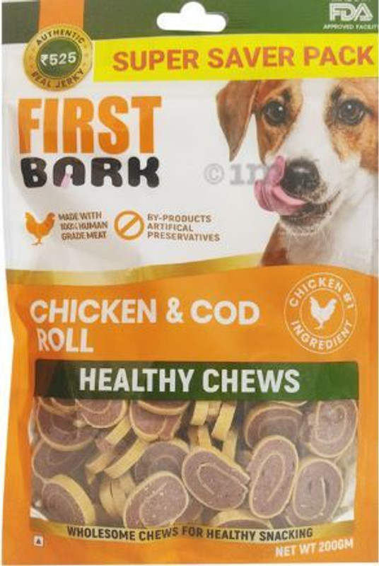 first bark First Bark Chicken and COD Stick for Dogs/Puppies . Treats/Snacks Chicken Dog Treat(70 g, Pack of 3)
