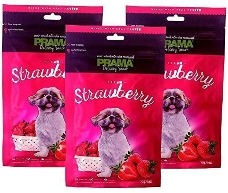 PRAMA Prama Dog Treats Pet Treat Strawberry Dog Treat(70 g, Pack of 3)