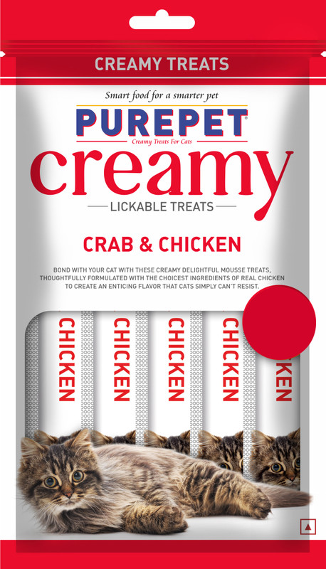 Purepet Creamy Lickable Treat Crab and Chicken Cat Treat(375 g, Pack of 5)