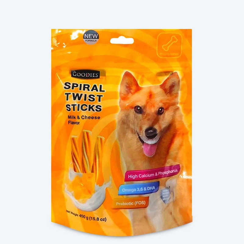 goodies Goodies Spiral Twist Sticks Milk & Cheese Flavour- 450 g Milk, Cheese Dog Treat(0.45 kg)