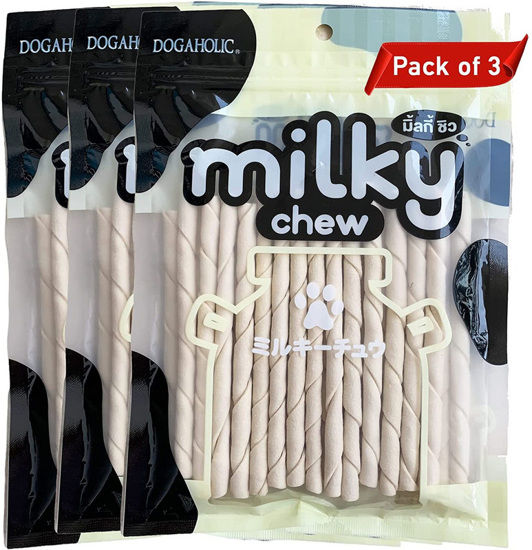 Dogaholic For The Fur Kids Dogaholic Milky Chew Sticks Milk Dog Treat(500 g, Pack of 3)