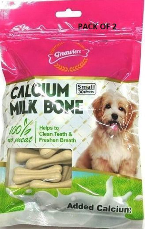Gnawlers Calcium Milk Bones Dog Treat Milk Flavor Dog Treats Milk Dog Treat(580 g, Pack of 2)