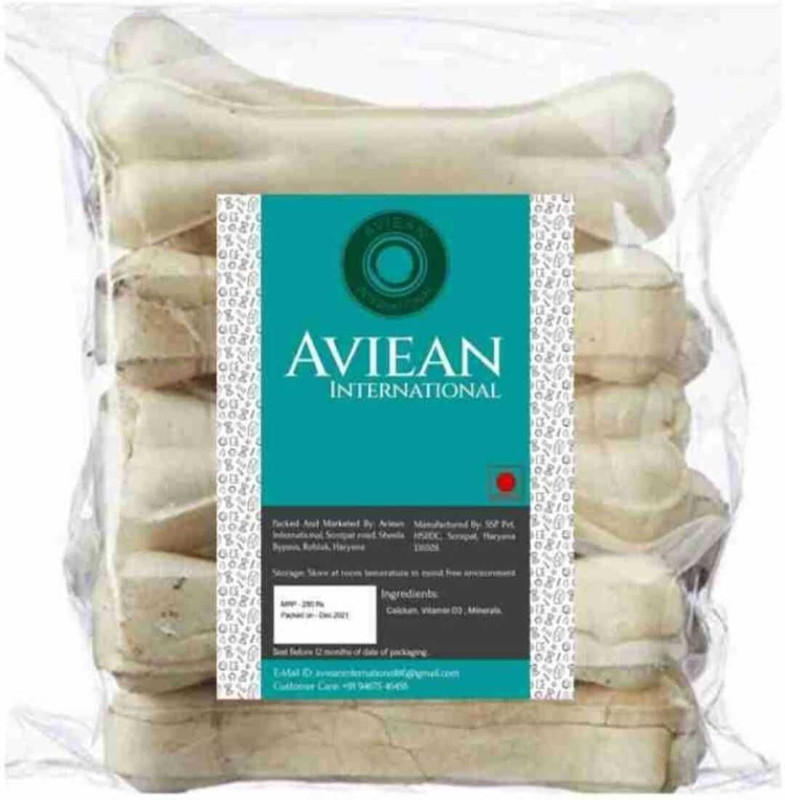 Aviean International Dog 7-Inch Bone Large Pack Of 6 Pieces Of Rawhide Calcium Bones Chicken Dog Treat(0.5 kg, Pack of 6)