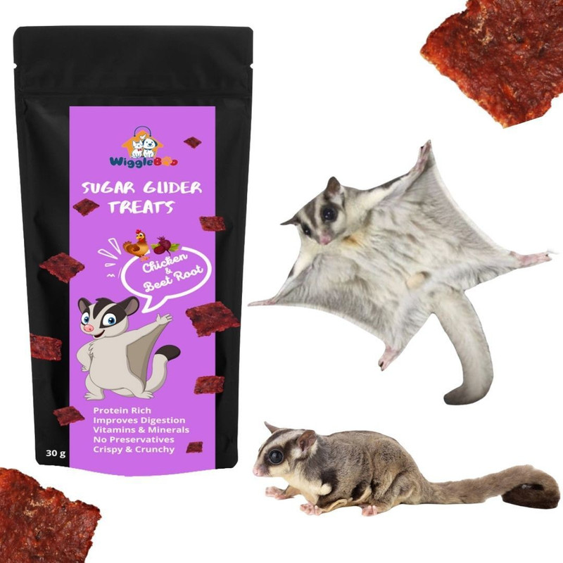 WiggleBoo Chicken & Beetroot Suger Glider Treat | Travel-Friendly Pack | Healthy | 30g Chicken, Vegetable Guinea Pig Treat(30 g)