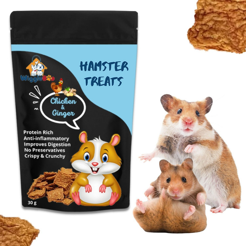 WiggleBoo Chicken & Ginger Hamster Treat | Travel-Friendly Pack | Healthy Snacks |30g Chicken, Vegetable Hamster Treat(30 g)