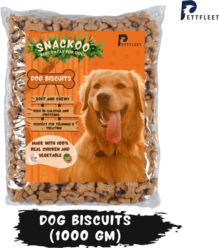 PETTFLEET Snackoo Puppy Starter Bone Shape Real Chicken Flavor Dog Treat Fresh Oven Baked Chicken Dog Treat(1 kg)