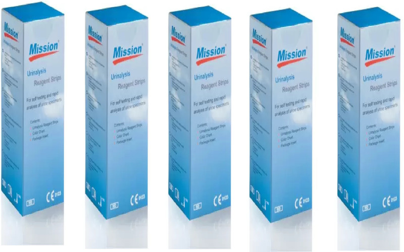 Mission 2 para (2 parameters: Glocuse, Protein pack of 5) 500 Ph Test Strip(0 - 100)
