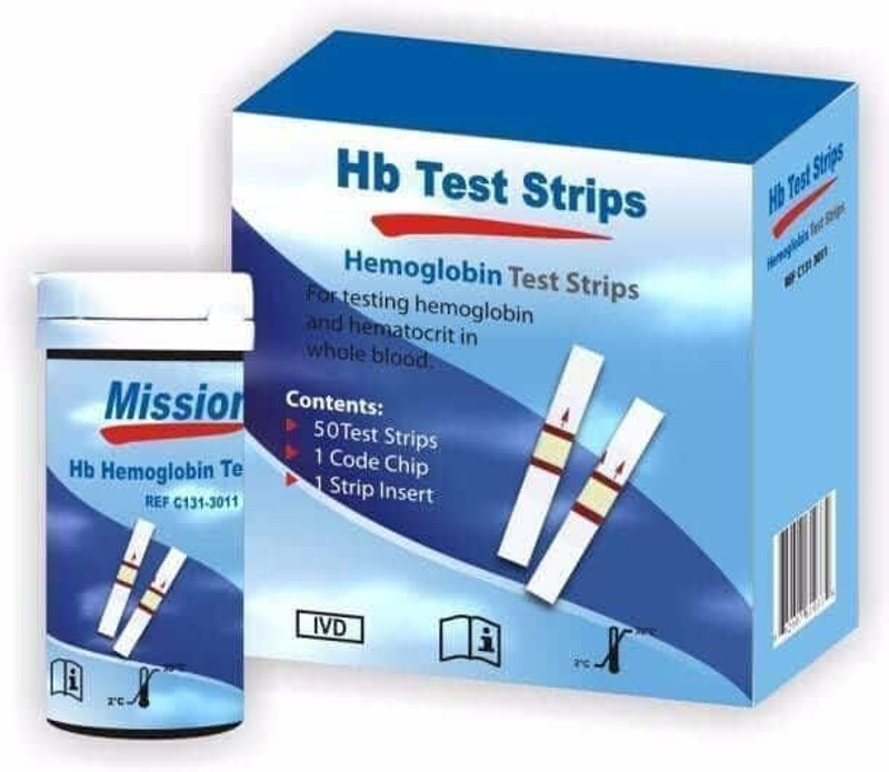 Mission HB Hemoglobin Test Strips (50 Strips) Ph Test Strip(4.5 - 256)