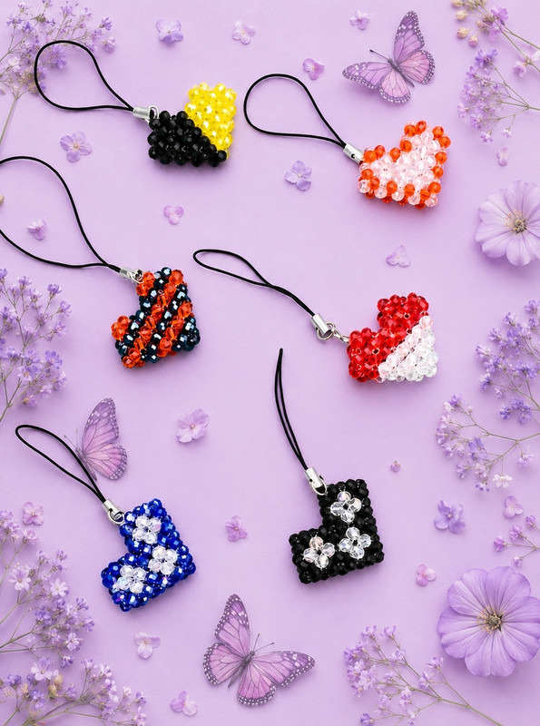 Twinkle Trendzz Cute Beaded Heart Phone Charm for Mobile & Bag Phone Charm(Multicolor)