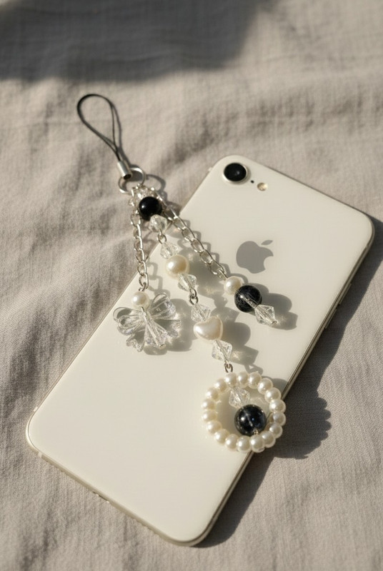 Arsh Creations AC00199626 Phone Charm(WHITE AND BLACK)