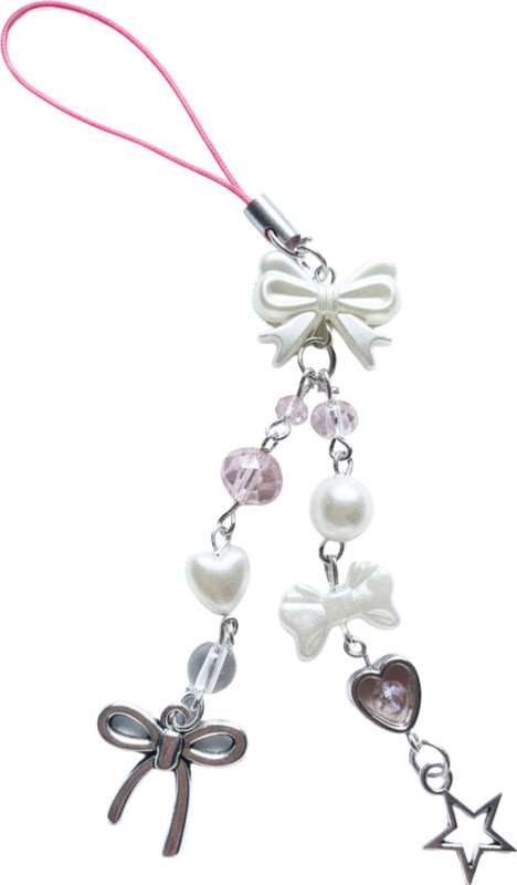 SNOWY SHOP Pink Silver Bow – Pendant Wristlet Strap & Mobile Accessory for Girls & Women Phone Charm(Pink)