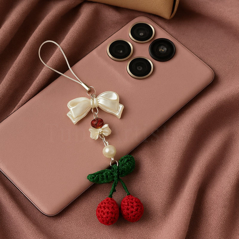 TUBA artistry Phone Charm Crochet Cherry Phone Charm and Bag Charm Phone Strap Y2K Acessories Phone Charm(Red, White) - 74% off at DetectaDeal