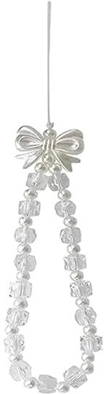 Ringzanio Phone Charm Cell Phone Strap With White Pearl & Crystal Beads Phone Charm(White)