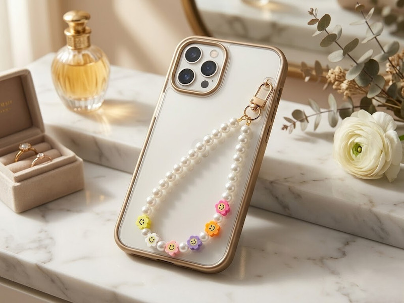 Pearlandbeads Cute Beaded Phone Charm Phone Charm(Multicolor)