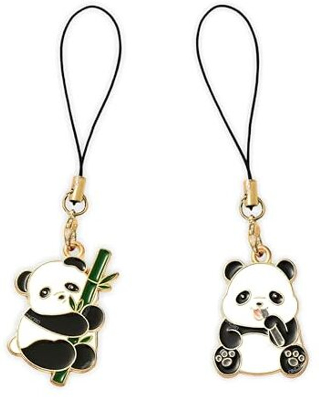 ONCRO Cute Panda Deer crystal smart hangings keyring purse bagpack necklace pendant Phone Charm(Black and white)