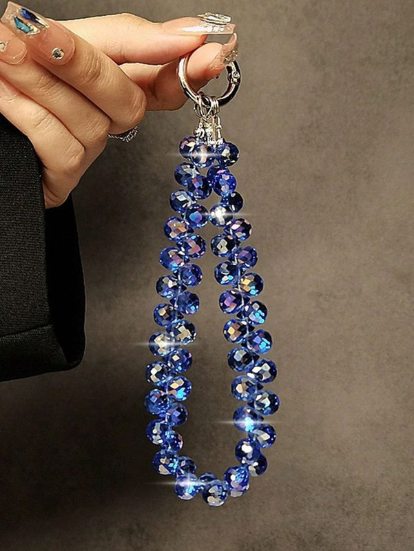 JANEJA Crystal Beaded Phone Charm Strap – Multicolor Rhinestone Phone Charm(SKY)