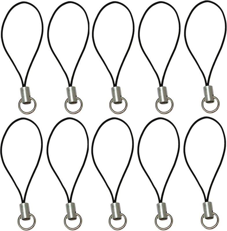 MOREL STRING ROPE CORD NYLON WITH JUMP RING CLASP FOR CELLPHONE COVER KEYRING PENDRIVE Strap(Black)
