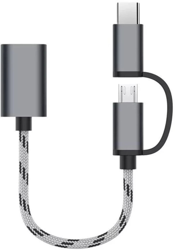 SANNO WORLD Grey 2 in 1 OTG Adapter Cable Micro USB + USB C to USB 3.0 Female Connector Cable Phone Converter(Android Mobile Phones, pendrives & Tablets)