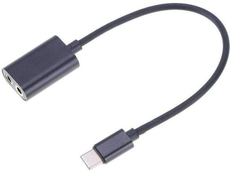 Raptas Multicolor Earphone Headphone Splitter Type C to Dual Female Y Splitter Cable Phone Converter(Android)
