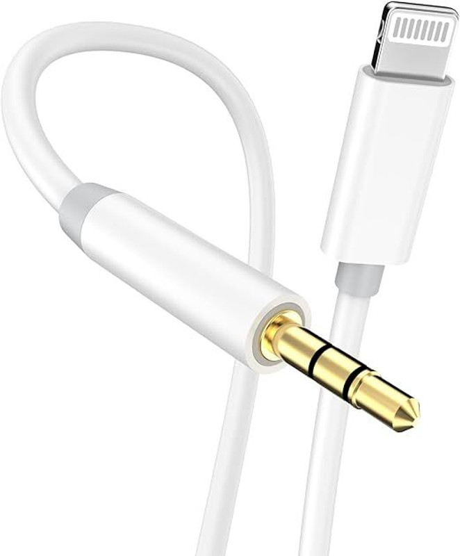 GENIUSGRAWTH White & White Aux Cable 2 in 1 Lightning 3.5mm Cable Suitable Apple Android Multi Function , Phone Converter(Type C)