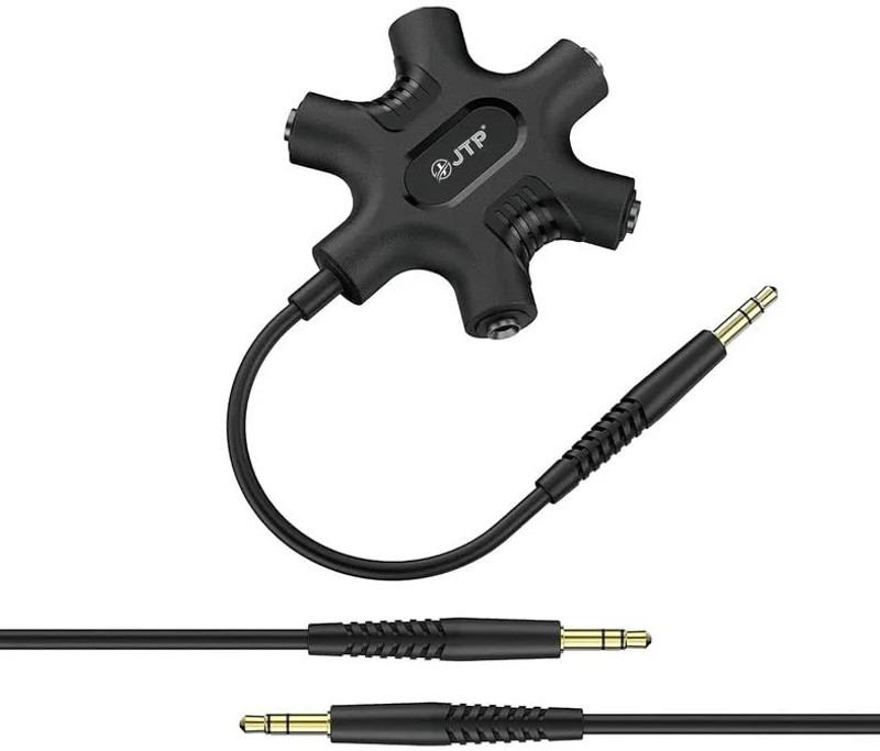 JTP Black 5-Jack Multi Headphone Splitter.Share Your Music Across 5 Headphones splitter, Phone Converter(android)