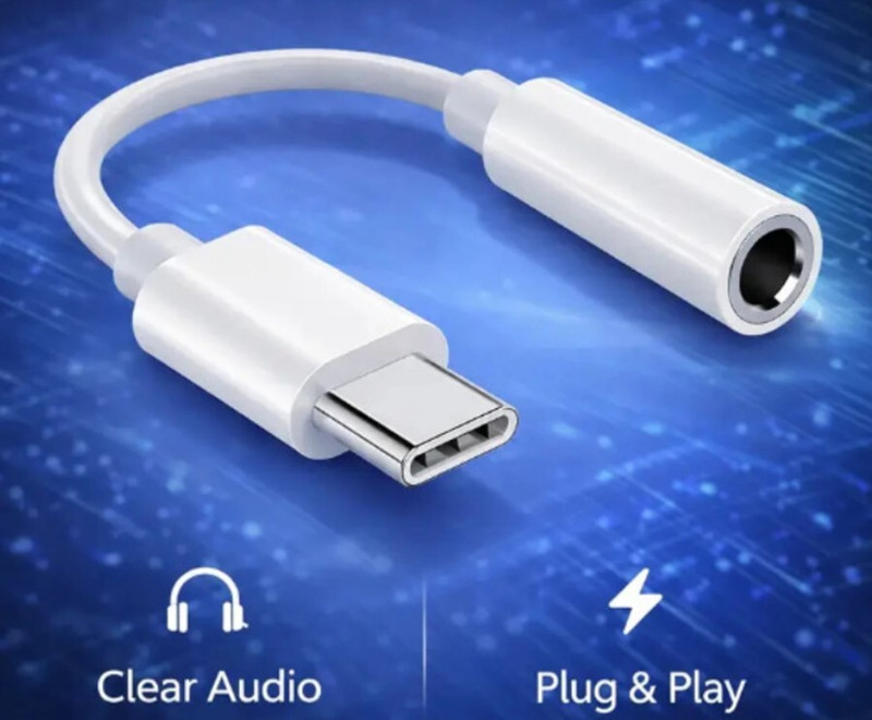 PRODART White USB Type C to 3.5mm Audio Connector Adapter| For Android & iPhone Type-C Phones Phone Converter(Android, iOS)