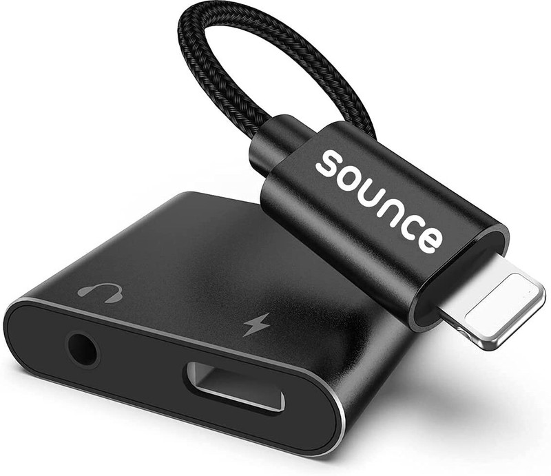 sounce Black iPhone Charger and Headphones Adapter Splitter,MFi,Charger and Aux Adapter Phone Converter(IOS)
