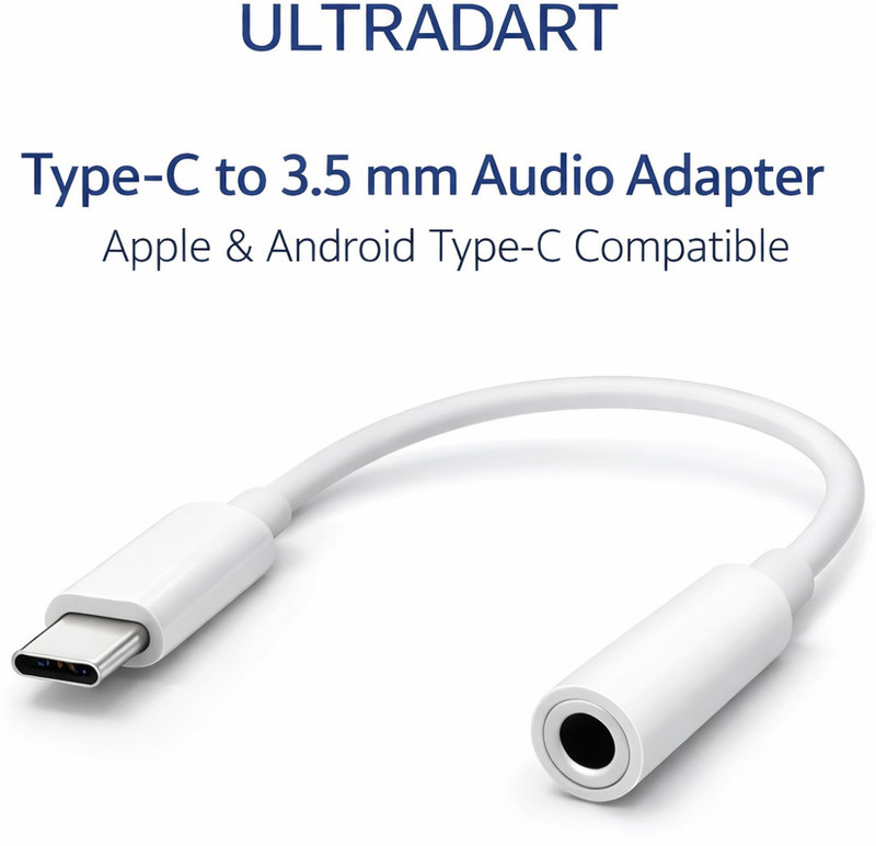 ULTRADART White Type-C to AUX Audio Adapter |Works with Apple & Android Type-C Smartphones Phone Converter(Android, iOS)