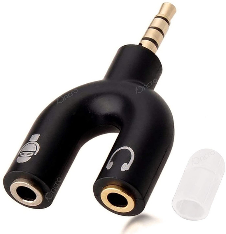 DawnRays Black U Shape Audio Stereo Splitter Converter Kit for Headset 3.5mm Audio Jack to Headphone Microphone Splitter Converter Adaptor 1 Male 2 Female/Dual Headphone Jack Splitter For Mobile,PS4 Controller, Laptop, Mac Phone Converter Phone Converter(Android, iOS, Windows)