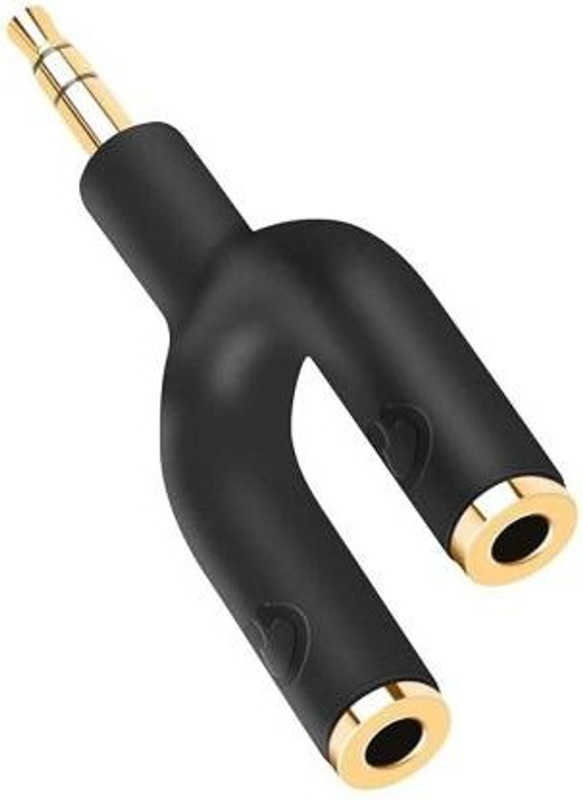 SANNO WORLD Black Headphone Splitter Adapter,Aux Stereo Y Jack Splitter Adaptor 3.5mm Male Phone Converter(Android)