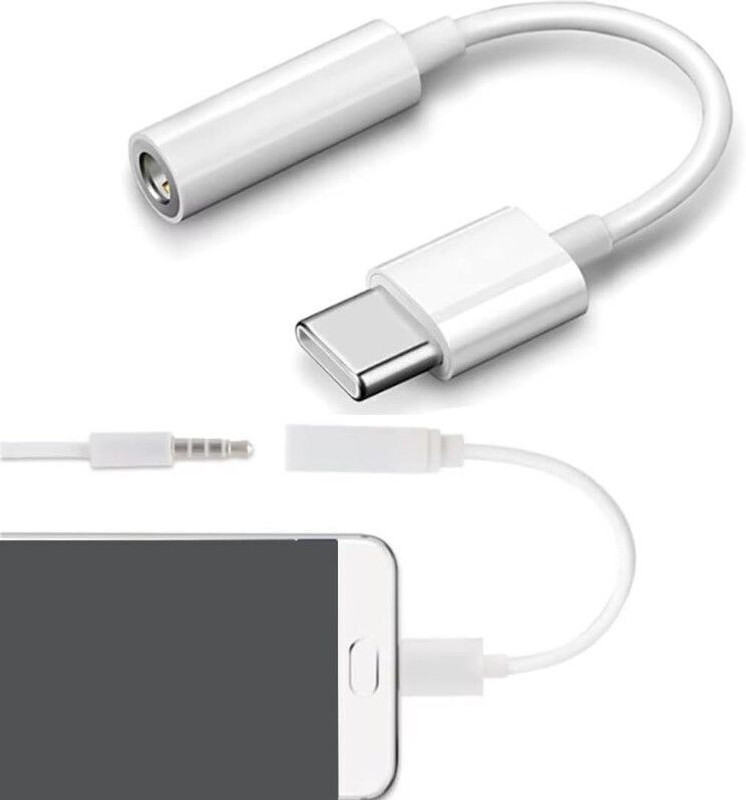 AXBNX White Type-C to 3.5mm Audio Jack Adapter Cable | 0.12m Length| White Phone Converter(Android, IOS)