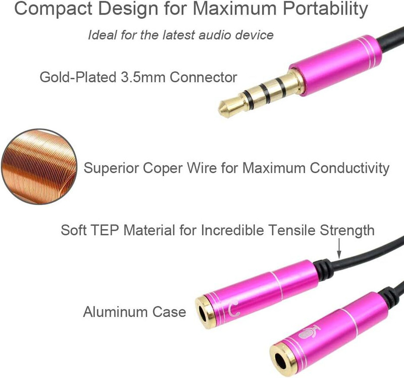 TECHEL Multicolor 2-Female to 1 Male 3.5 Mm Jack AUX Headphone Splitter Adapter SZ25 Phone Converter(ANDROID)