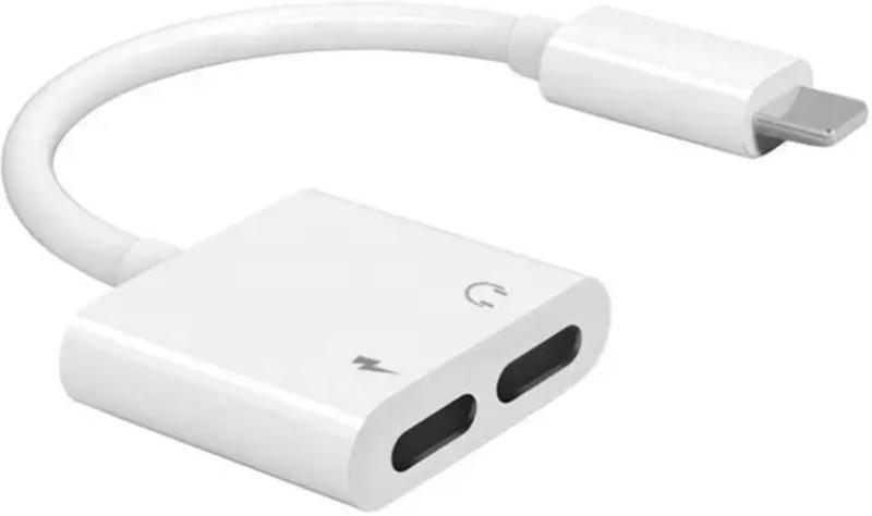 SANNO WORLD White Double Port Splitter, Lightning Headphone Audio & Charging Adapter Phone Converter(iOS)