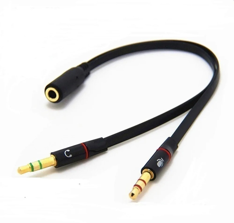 RHONNIUM Black Audio Y Splitter Cable Cord Wire Phone Converter(iOS & Android)