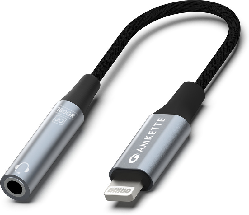 AMKETTE Grey Lightning to 3.5mm Audio Jack Phone Converter(iOS)