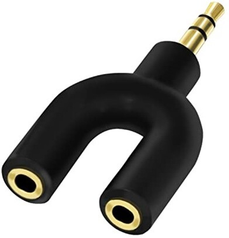 DAHSHA Black 3.5mm Audio Stereo Y Splitter Adapter, Male to 2 Port Female for Earphone,Tablet Phone Converter(iOS, Android)