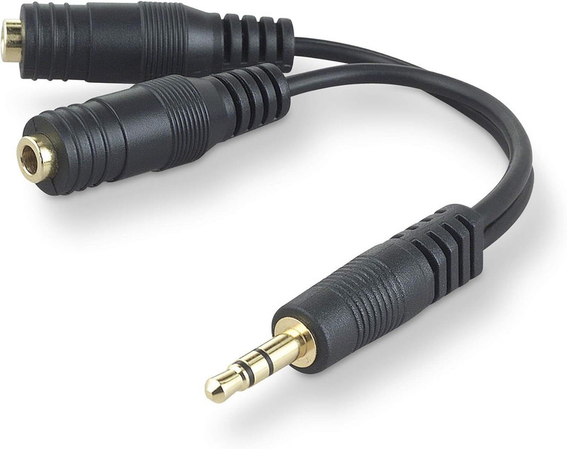 TIZOQ Black 3.5mm Audio Jack Splitter Dual Headphone and Speaker Jack Adapter Phone Converter(Android)