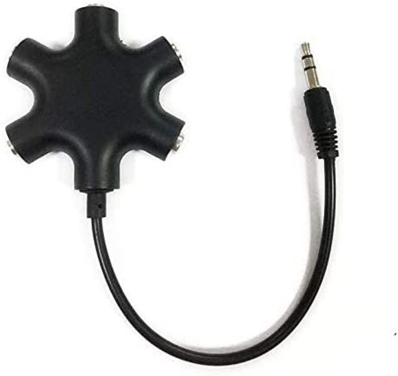 ULTRABYTES Black 5-Way Multi Headphone Audio Splitter Aux Adapter Connector Phone Converter(Android, iOS)